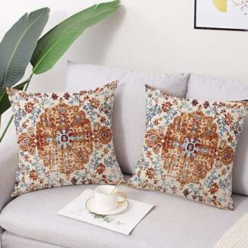 Gujiahone Outdoor Waterproof Pillow Covers 18X18 Inch Set of 2 Bohemian Vintage Carpet Pattern Pillo...