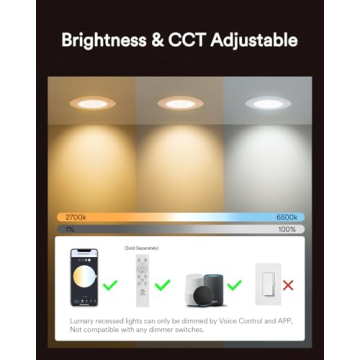 Lumary Smart Recessed LED Lights 6 Inch 4 Pack