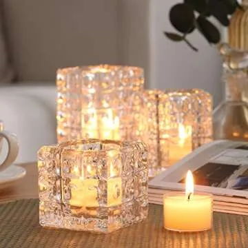 qinxiang 100 Pack Unscented Ivory Clear Cup Tea Light Candles for Dinner, Wedding, Party, Spa, Church, Home Decor Tealights