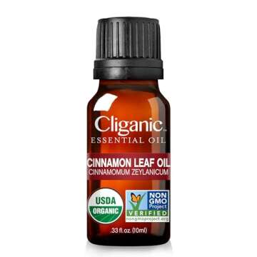 Pure Cliganic Organic Cinnamon Leaf Oil for Aromatherapy