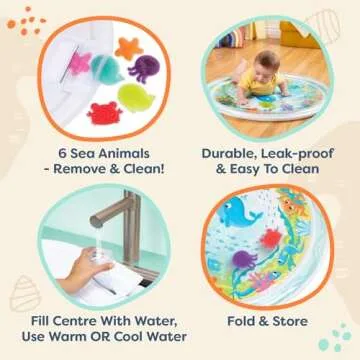 B. Baby Inflatable Tummy Time Mat - Water Activity Mat with 6 Sea Animals, Easy to Clean