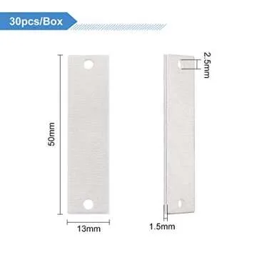 BENECREAT 30 Pack 2x1/2 Inch Aluminum Stamping Blank Tag Rectangle Links with 2 Holes and Storage Bo...