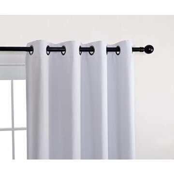 MIUCO Room Darkening Thermal Insulated Grommet Window Blackout Curtains Panels for Bedroom 1 Pair 52x95 Inch Greyish White, Bonus 2 Tie Backs Included