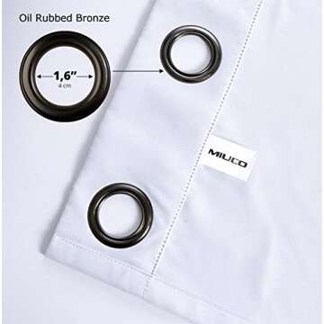 MIUCO Room Darkening Thermal Insulated Grommet Window Blackout Curtains Panels for Bedroom 1 Pair 52x95 Inch Greyish White, Bonus 2 Tie Backs Included