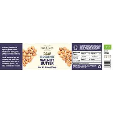Sun & Seed Raw Organic Walnut Butter - Creamy and Nutritious 250g