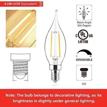 Sengled E12 LED Candelabra Bulb 60W Equivalent Dimmable LED Chandelier Light Bulbs 5W 2700K Soft White 450LM B10 Flame Tip Vintage LED Filament Candle Bulb with Decorative E12 Candelabra Base, 6 Pack