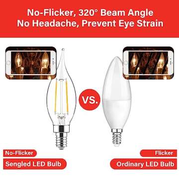 Sengled E12 LED Candelabra Bulb 60W Equivalent Dimmable LED Chandelier Light Bulbs 5W 2700K Soft White 450LM B10 Flame Tip Vintage LED Filament Candle Bulb with Decorative E12 Candelabra Base, 6 Pack