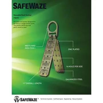 Safewaze FS870 Reusable Roof Anchor - Safety Solution for Roof Work