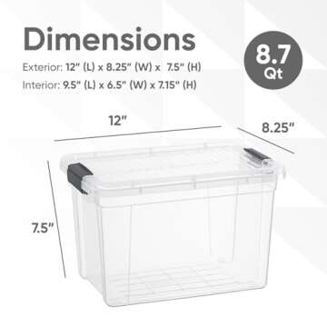 Superio X-Deep Clear Storage Container with Lid and Handles, Stackable Organizer Bin for Home, Garag...