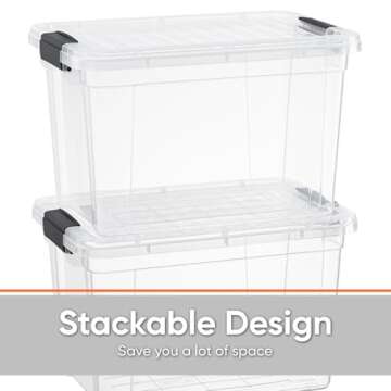 Superio X-Deep Clear Storage Container with Lid and Handles, Stackable Organizer Bin for Home, Garage, and Dorm- Store Cloths, Boots, Toys, and Accessories, (12 Qt.)