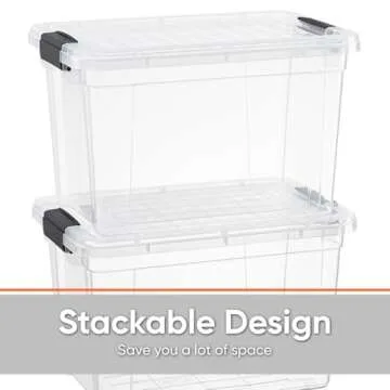 Superio X-Deep Clear Storage Container with Lid and Handles, Stackable Organizer Bin for Home, Garage, and Dorm- Store Cloths, Boots, Toys, and Accessories, (12 Qt.)