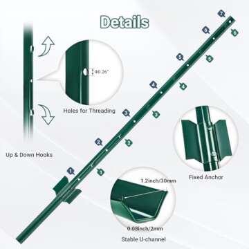 Toriexon Heavy Duty Fence Posts - 10Pack - 4 Feet