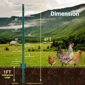 Toriexon Heavy Duty Fence Posts - 10Pack - 4 Feet