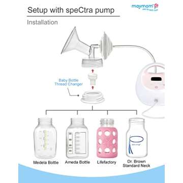 Maymom Baby Bottle Thread Changer or Bottle Converter; Compatible with Spectra S1 S2 Pumps Wide Mout...