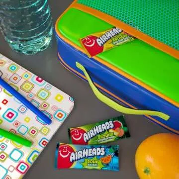 Airheads Sour Full-Size Candy Bars, Taffy Candy Assorted Bag, Individually Wrapped Candy, Three Assorted Flavors, 9 Count Bag