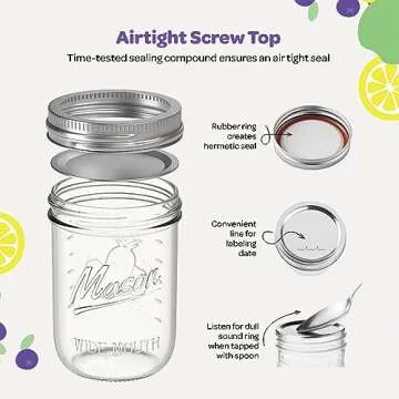 SEWANTA Wide Mouth Mason Jars 32 oz [7 Pack] With mason jar lids and Bands, mason jars 32 oz - For Canning, Fermenting, Pickling - Jar Decor - Microwave/Freeze/Dishwasher Safe.