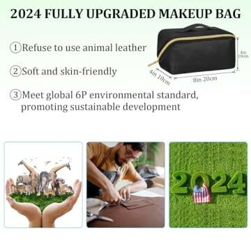 Portable Makeup Bag Opens Flat for Easy Access, Waterproof Cosmetic Bag Toiletry Bag, Travel Accesso...