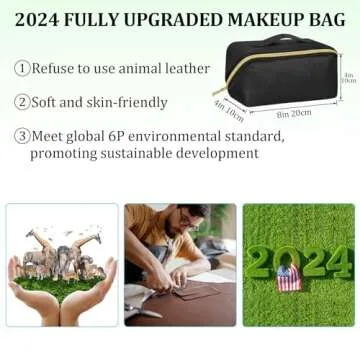 Portable Makeup Bag Opens Flat for Easy Access, Waterproof Cosmetic Bag Toiletry Bag, Travel Accesso...
