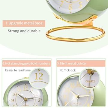 Tetino Retro Alarm Clock Silent Battery Night Light