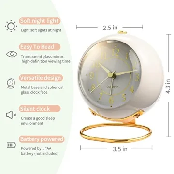 Tetino Retro Alarm Clock Silent Battery Night Light