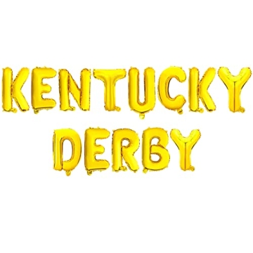KENTUCKY DERBY Gold Foil Balloons Banner - 18in Horse Racing Party Decor