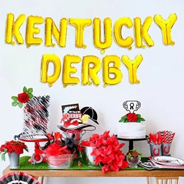 Kentucky Derby Gold Foil Balloons Banner for Celebrations