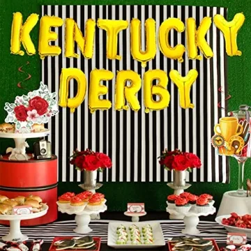 Kentucky Derby Gold Foil Balloons Banner for Celebrations