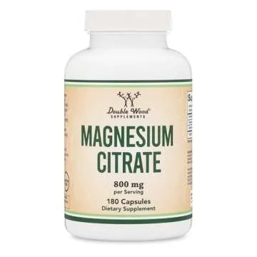 Magnesium Citrate 800mg, 180 Capsules, Digestion & Constipation Support, Vegan Safe, Non-GMO, Double Wood Supplements