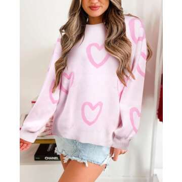 Valentine's Sweater for Women with Heart Graphic