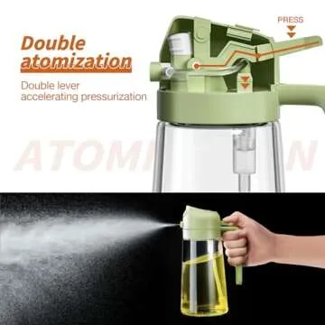 YARRAMATE Olive Oil Dispenser, 2 in 1 Oil Sprayer for Cooking, 16oz/470ml Glass Oil Spray Bottle wit...