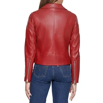 Levi's Women's Deep Red Faux Leather Moto Jacket