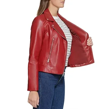 Levi's Women's Deep Red Faux Leather Moto Jacket