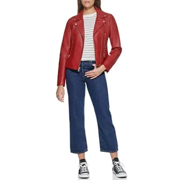 Levi's Women's Deep Red Faux Leather Moto Jacket