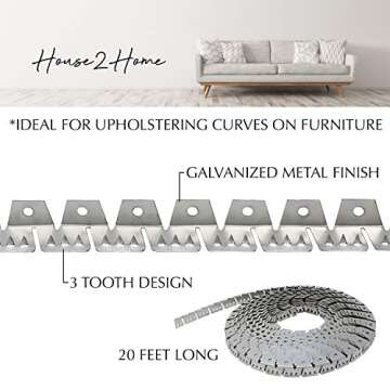 20ft Upholstery Metal Flexible Tack Strip Supplies, Curve Ease Grip for Furniture, Chairs, Sofa