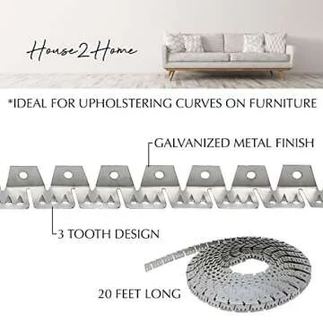 20ft Upholstery Metal Flexible Tack Strip Supplies, Curve Ease Grip for Furniture, Chairs, Sofa