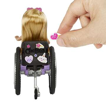 Barbie Chelsea Doll & Wheelchair with Moving Wheels, Ramp, Sticker Sheet & Accessories, Small Doll with Blonde Hair