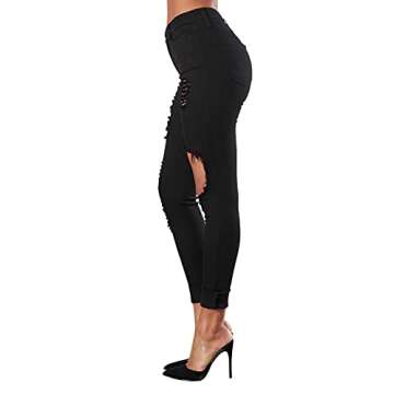 Vibrant Women’s Distressed Skinny Jeans – High Waisted Ripped Destroyed Stretch Casual Denim Pan...