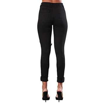 Vibrant Women’s Distressed Skinny Jeans – High Waisted Ripped Destroyed Stretch Casual Denim Pants