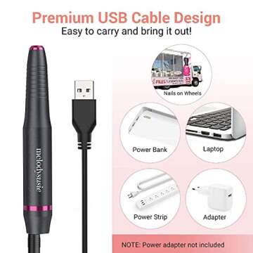 MelodySusie Electric Nail Drill Kit,PC150C Portable Electric Nail File Set for Acrylic Gel Nails, Pr...