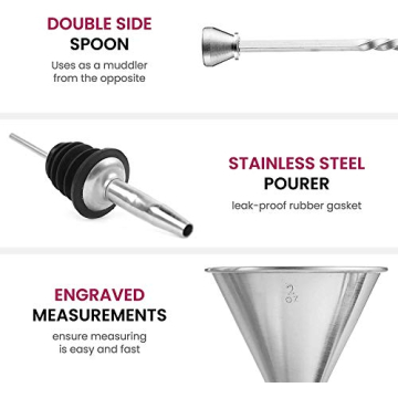 Expert Cocktail Shaker Home Bar Set - 14 Piece Premium Kit