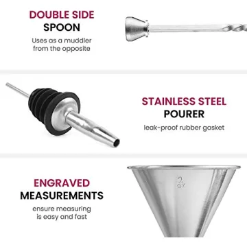 Expert Cocktail Shaker Home Bar Set - 14 Piece Premium Kit