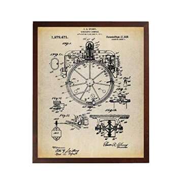 Turnip Designs Gyrocompass Patent Poster Art Print - Nautical Vintage Home Decor
