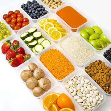 PrepNaturals Food Storage Containers with Lids - Plastic Containers with Lids (50 Pack,17 Ounce)