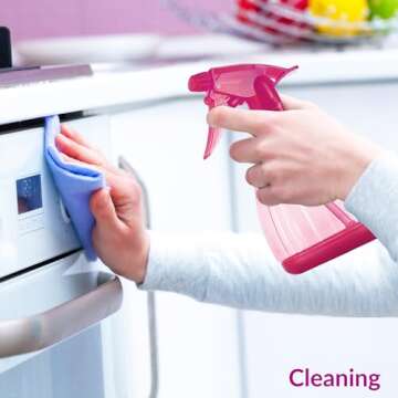 DilaBee Spray Bottles (12 Oz) Water Spray Bottle for Hair, Plants, Cleaning Solutions, Cooking, BBQ, Squirt Bottle for Cats - Empty Spray Bottles - BPA-Free - Multicolor (Pink, 1 Pack)