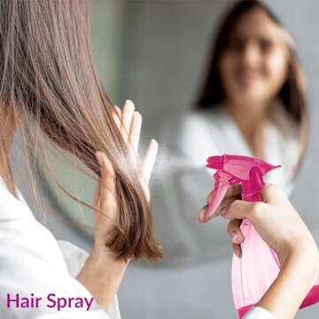 DilaBee Spray Bottles (12 Oz) Water Spray Bottle for Hair, Plants, Cleaning Solutions, Cooking, BBQ, Squirt Bottle for Cats - Empty Spray Bottles - BPA-Free - Multicolor (Pink, 1 Pack)