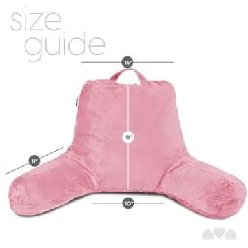 Milliard Reading Pillow with Shredded Memory Foam, Large Adult Backrest with Arms, Back Support for Sitting Up in Bed with Washable Cover (Sit up Pillow) Pink