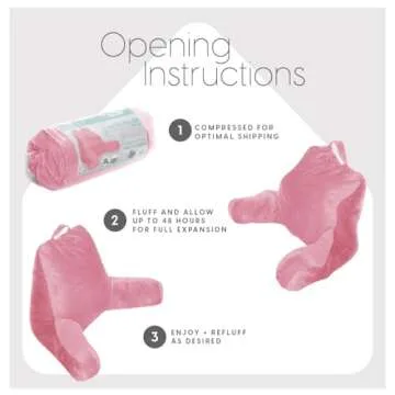 Milliard Reading Pillow with Shredded Memory Foam, Large Adult Backrest with Arms, Back Support for Sitting Up in Bed with Washable Cover (Sit up Pillow) Pink