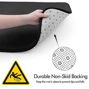 FEELSO Memory Foam Bath Mat Set, Extra Soft 2 Piece Bathroom Rugs Non Slip and Absorbent Mats, 20x31 Inches Floor Mat, 20x20 Inches U-Shaped Contour Rug for Tub Shower & Bath Room, Black