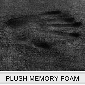 FEELSO Memory Foam Bath Mat Set, Extra Soft 2 Piece Bathroom Rugs Non Slip and Absorbent Mats, 20x31 Inches Floor Mat, 20x20 Inches U-Shaped Contour Rug for Tub Shower & Bath Room, Black