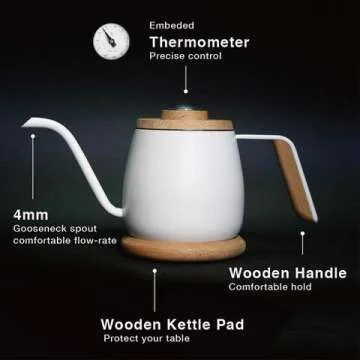 SimpleReal TAMAGO Pour Over Coffee Kettle with Thermometer